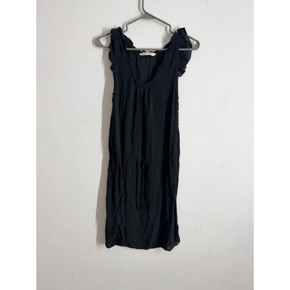 Old Navy Black Ruffle Sleeve Drawstring Waist Mini Dress Womens Medium